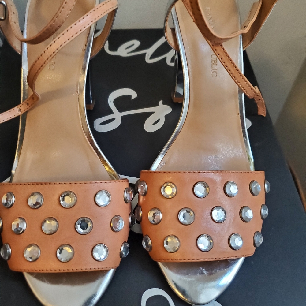 Banana Republic Tan Silver Studded Heels